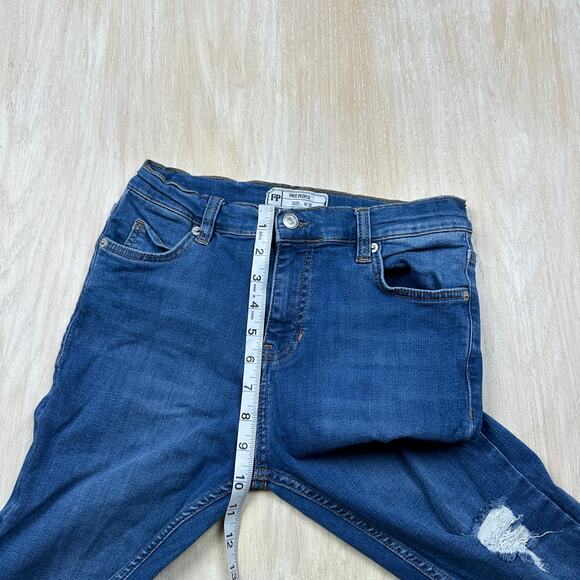 Free People Blue Distressed High Rise Fray Ankle Casual Skinny Denim Jeans 26 - Picture 8 of 15